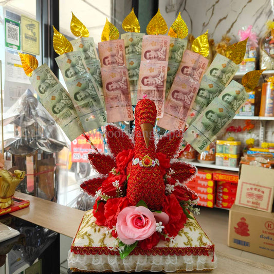 ต้นกฐิน ต้นผ้าป่า พุ่มกฐิน นกยูง ผ้าป่า ไม้เสียบเงิน ไม้เสียบแบงค์ มีให้เลือกหลายสี งานสวยมากค่ะ ราคาชุดละ