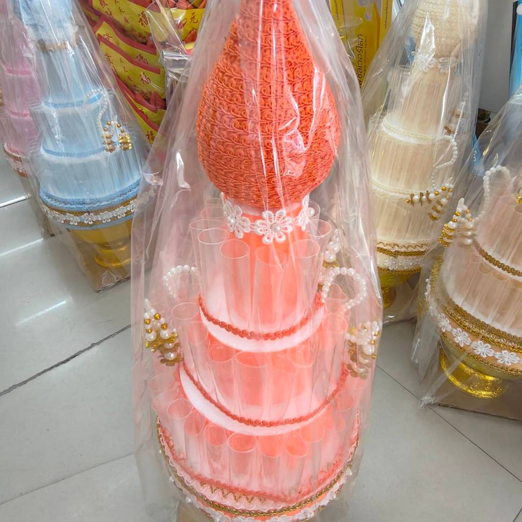 พุ่มกฐิน ต้นกฐิน ต้นผ้าป่า งานสวย สำหรับงานบุญกฐิน ทอดผ้าป่า ใส่ธนบัตรได้ 60 ใบ ราคาชุดละ