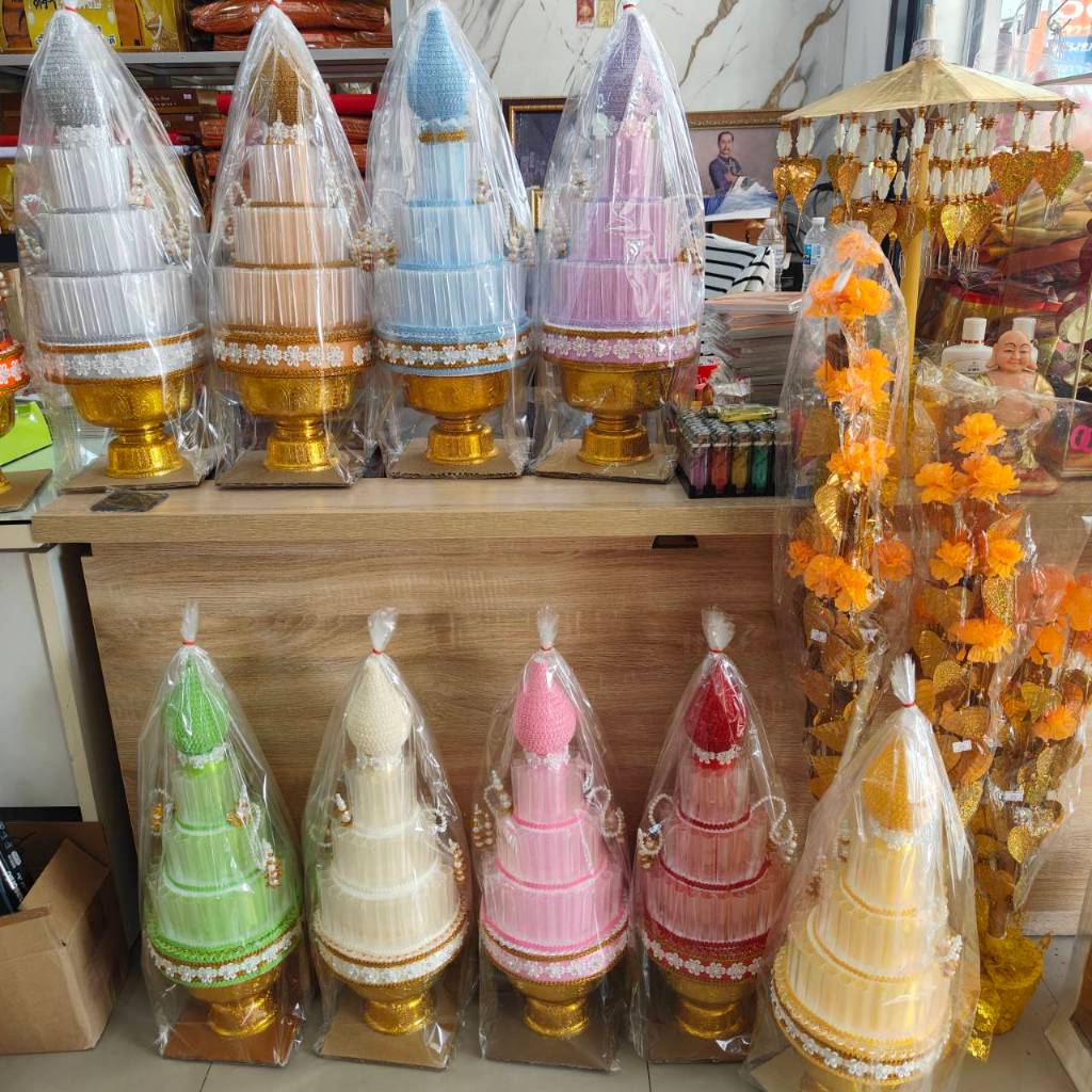 พุ่มกฐิน ต้นกฐิน ต้นผ้าป่า งานสวย สำหรับงานบุญกฐิน ทอดผ้าป่า ใส่ธนบัตรได้ 60 ใบ ราคาชุดละ
