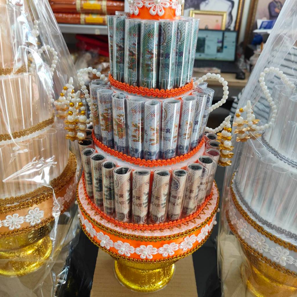 พุ่มกฐิน ต้นกฐิน ต้นผ้าป่า งานสวย สำหรับงานบุญกฐิน ทอดผ้าป่า ใส่ธนบัตรได้ 60 ใบ ราคาชุดละ