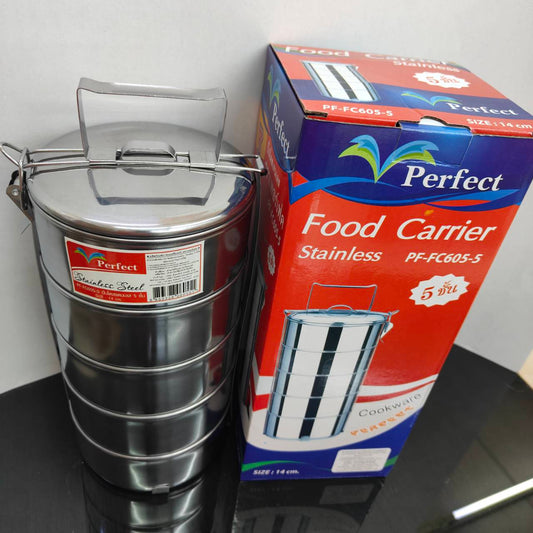 ปิ่นโต แสตนเลส 5ชั้น สำหรับใส่อาหารไปวัด หรือใช้ทั่วไป