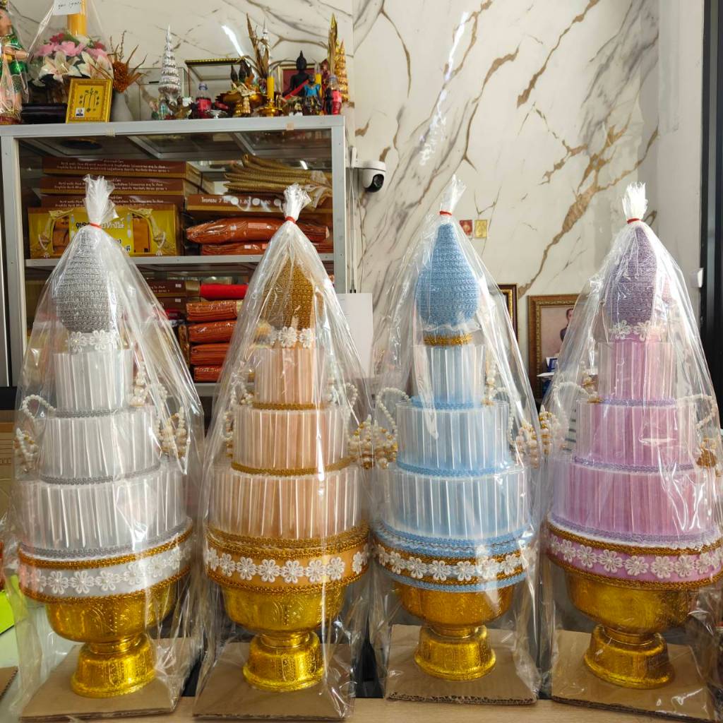 พุ่มกฐิน ต้นกฐิน ต้นผ้าป่า งานสวย สำหรับงานบุญกฐิน ทอดผ้าป่า ใส่ธนบัตรได้ 60 ใบ ราคาชุดละ