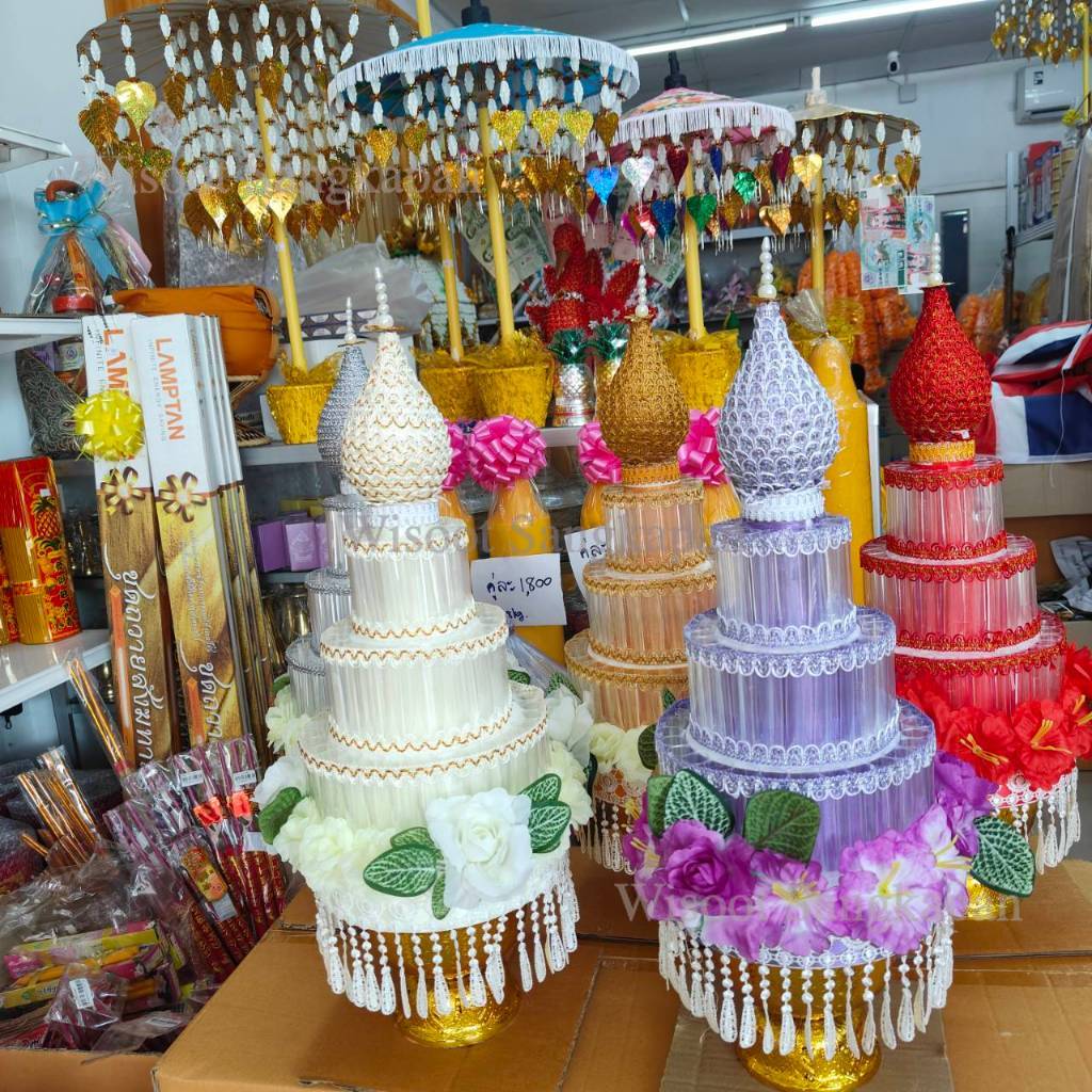 ต้นกฐิน พุ่มกฐิน ต้นผ้าป่า งานสวย สำหรับงานบุญกฐิน ทอดผ้าป่า คละลายตกแต่ง ใส่ธนบัตรได้ 58-60 ใบ ราคาชุดละ